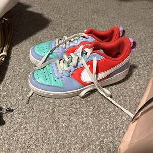 Nike Big Kids Court Borough Low Recraft 'Cobalt Bliss Track Red' Sneakers